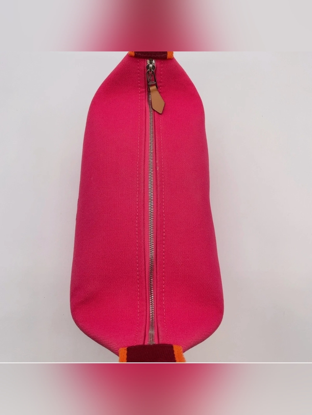 Hermes Bride- A - Brac Pink PM Canvas Vanity Bag With Paper Bag - Picture 12 of 17